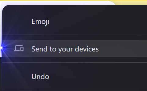 Chrome menu screenshot showing the Send to your devices option